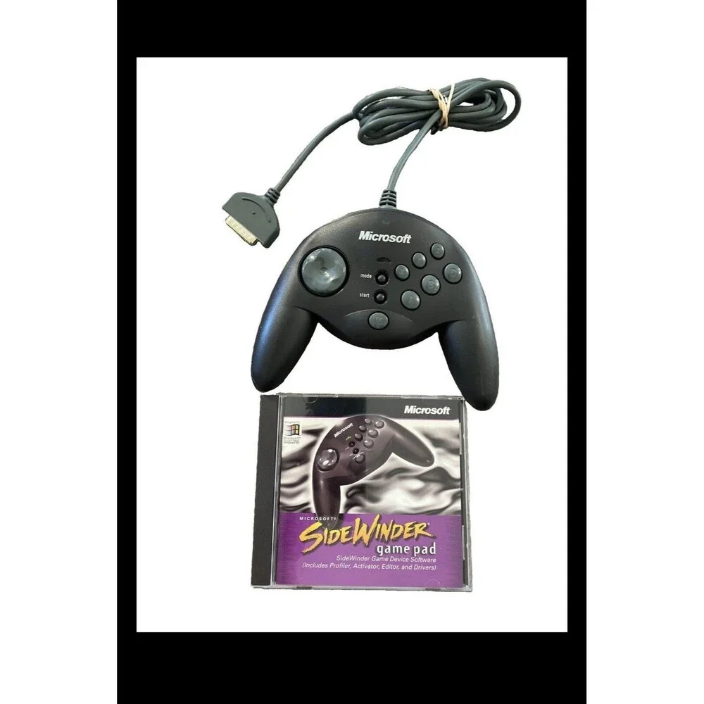 Microsoft SideWinder Game Pad Vintage PC USB Controller w/ Disc Software EUC